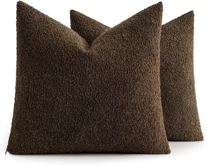 MIULEE 20x20 Decorative Boucle Couch Pillow Covers Brown