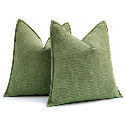 MIULEE Pack of 2 Sage Green Decorative Chenille Pillow Covers 20x20 Inch