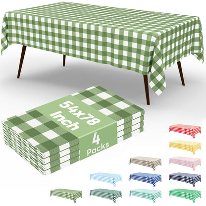 misaya 4 Packs 54 x 78 Inch Checkered Disposable Table Cloth