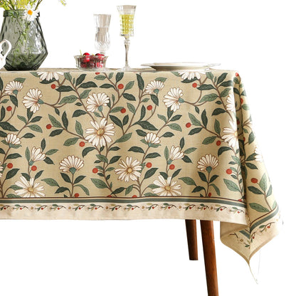 ISAENNE Designer French Linen Rectangular Tablecloth,118"x67"-Cornucopia