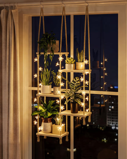 Bamworld Hanging Shelves Plant Hanger Indoor Window Plant Shelves