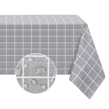 Romanstile Rectangle Vinyl Tablecloth, 100% Waterproof Oil-Proof Checkered Plastic Table Cloth, Heavy Duty Wipeable Table Covers for Dining, Camping, Picnic, Outdoor - 54 x 78 Inch, Grey