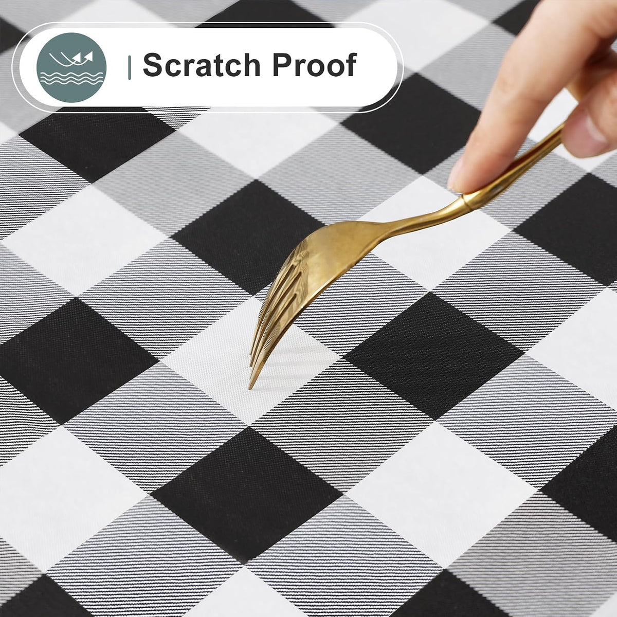 misaya Rectangular Waterproof Vinyl Table Cloth, Flannel Backed Tablecloth
