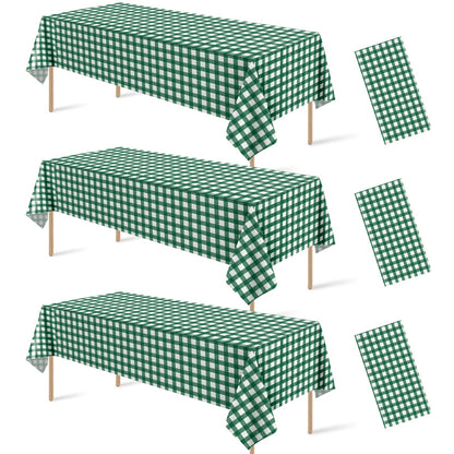 6 Pcs Sage Green Gingham Tablecloths, Checkered Table Covers 54 x 108 Inch