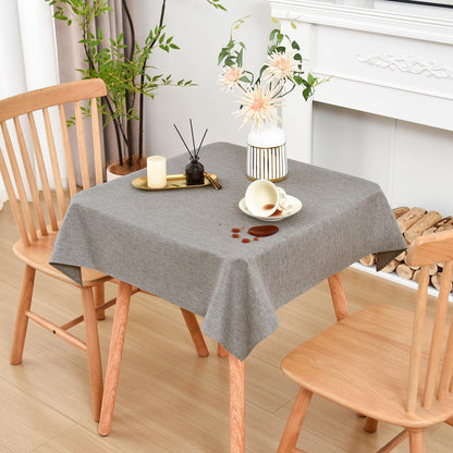 Wolkemer Oval Tablecloth 60 x 102 Inches Faux Linen Water Resistant