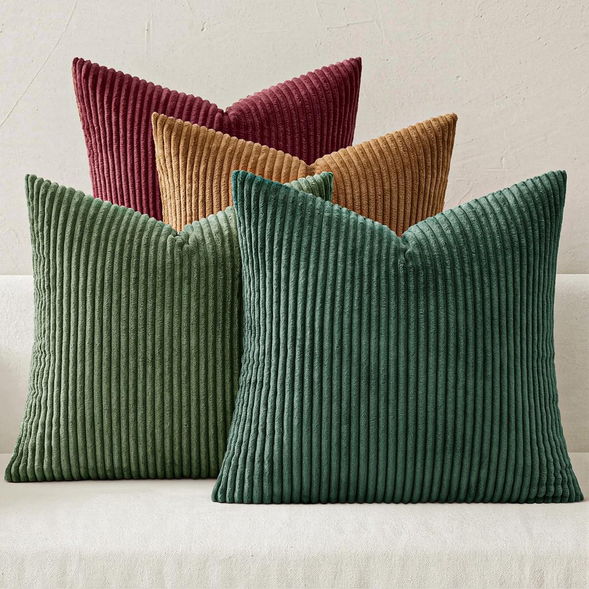 MIULEE Soft Corduroy Decorative Throw Pillow Covers Forest Green 18x18