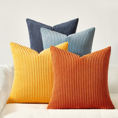 Topfinel Decorative Throw Pillow Covers Cushion Cases, Set of 4 Soft Velvet Modern Double-Sided Designs, Mix and Match for Boho Farmhouse Fall Home Decor (18x18 inch, Orange/Teal)