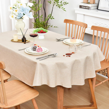 Wolkemer Oval Tablecloth 60 x 102 Inches Faux Linen Water Resistant