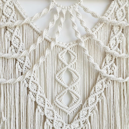 Achart Macrame Wall Hanging Large- Boho Wall Decor- large wall art- Wall Decor Living Room- Macrame Tapestry Boho Decor for Bedroom (Beige-Fringe)