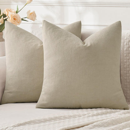 MIULEE Olive Green Chenille Couch Throw Pillow Covers, 18x18