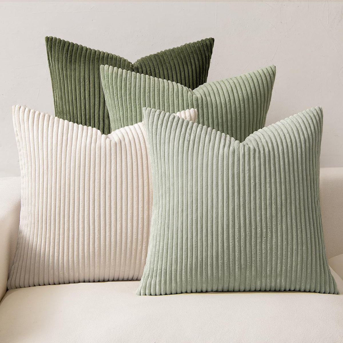 MIULEE Soft Corduroy Decorative Throw Pillow Covers Forest Green 18x18