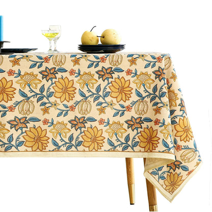 ISAENNE Designer French Linen Rectangular Tablecloth,118"x67"-Cornucopia