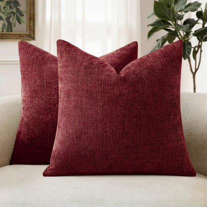 MIULEE Textured Chenille Throw Pillow Covers 20x20 Inch Taupe Grey