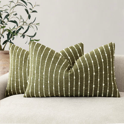 Foindtower Decorative Striped Boucle Throw Pillow Covers 18x18 Inch Camel