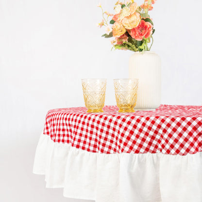 MONDAY MOOSE Gingham Checkered Farmhouse Rustic Picnic Style Decoration Rectangle Natural Stonewashed Cotton Tablecloth for Kitchen, Dining Room, Restaurant (60x102 inch, Beige)