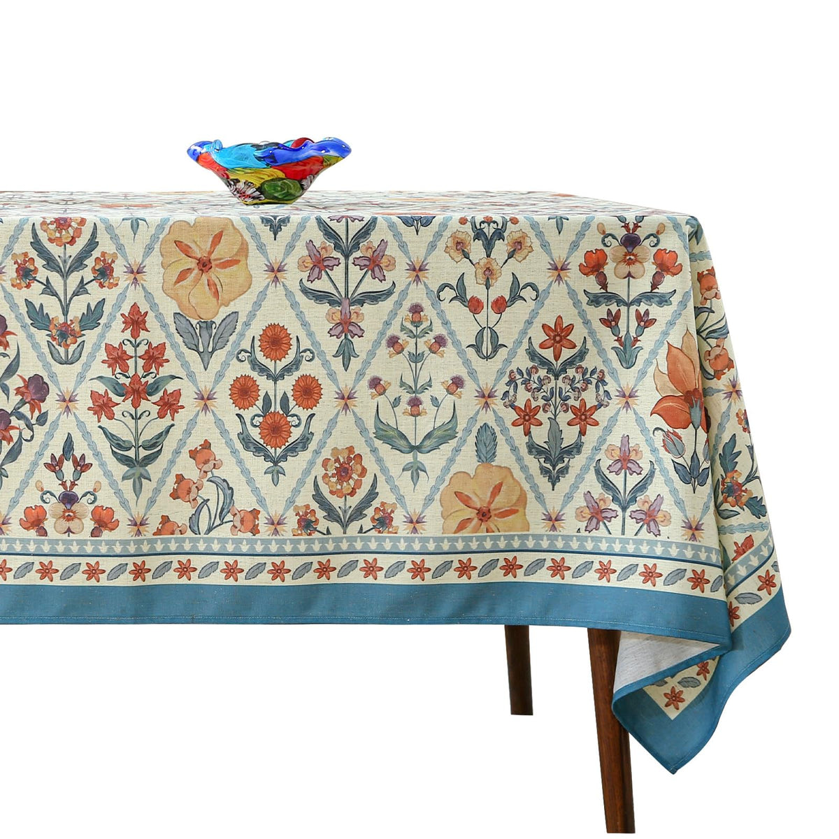 ISAENNE Designer French Linen Rectangular Tablecloth,118"x67"-Cornucopia