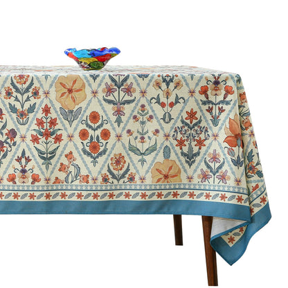 ISAENNE Designer French Linen Rectangular Tablecloth,118"x67"-Cornucopia