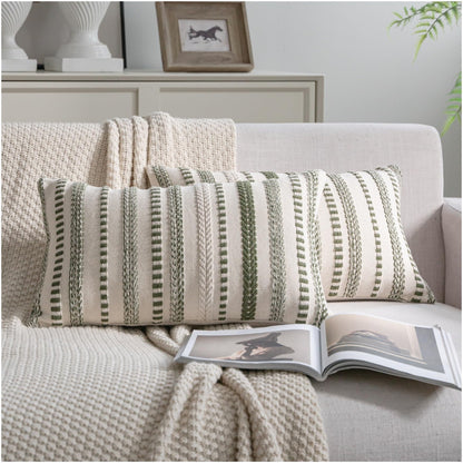 Cethom Navy Blue Boho Throw Pillow Covers 18x18 Inch Set of 2, Stripe Textured Decorative Couch Pillow Cases for Bed, Sofa, Living Room, Bedroom, Farmhouse Home Accent Cushion Covers