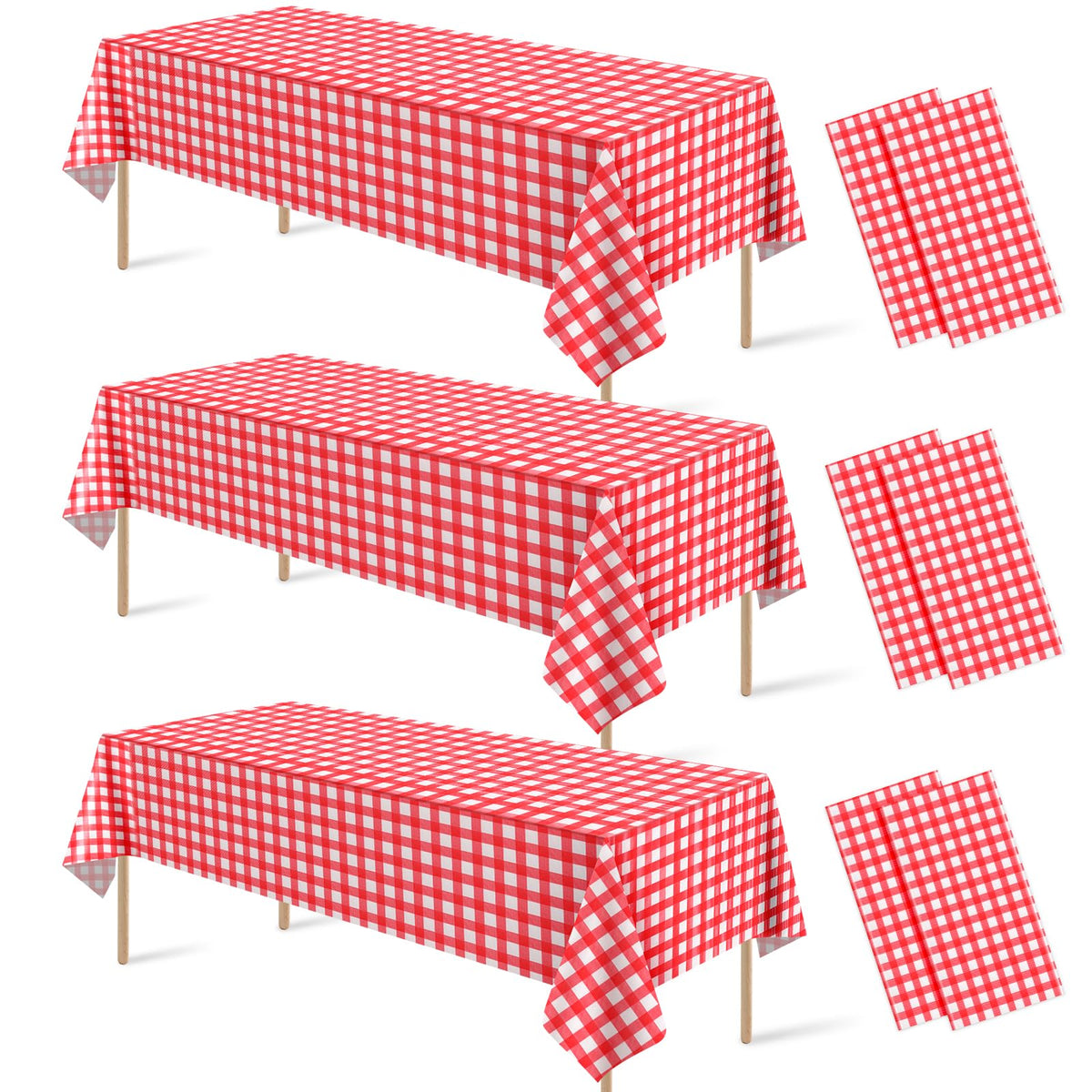 6 Pcs Sage Green Gingham Tablecloths, Checkered Table Covers 54 x 108 Inch