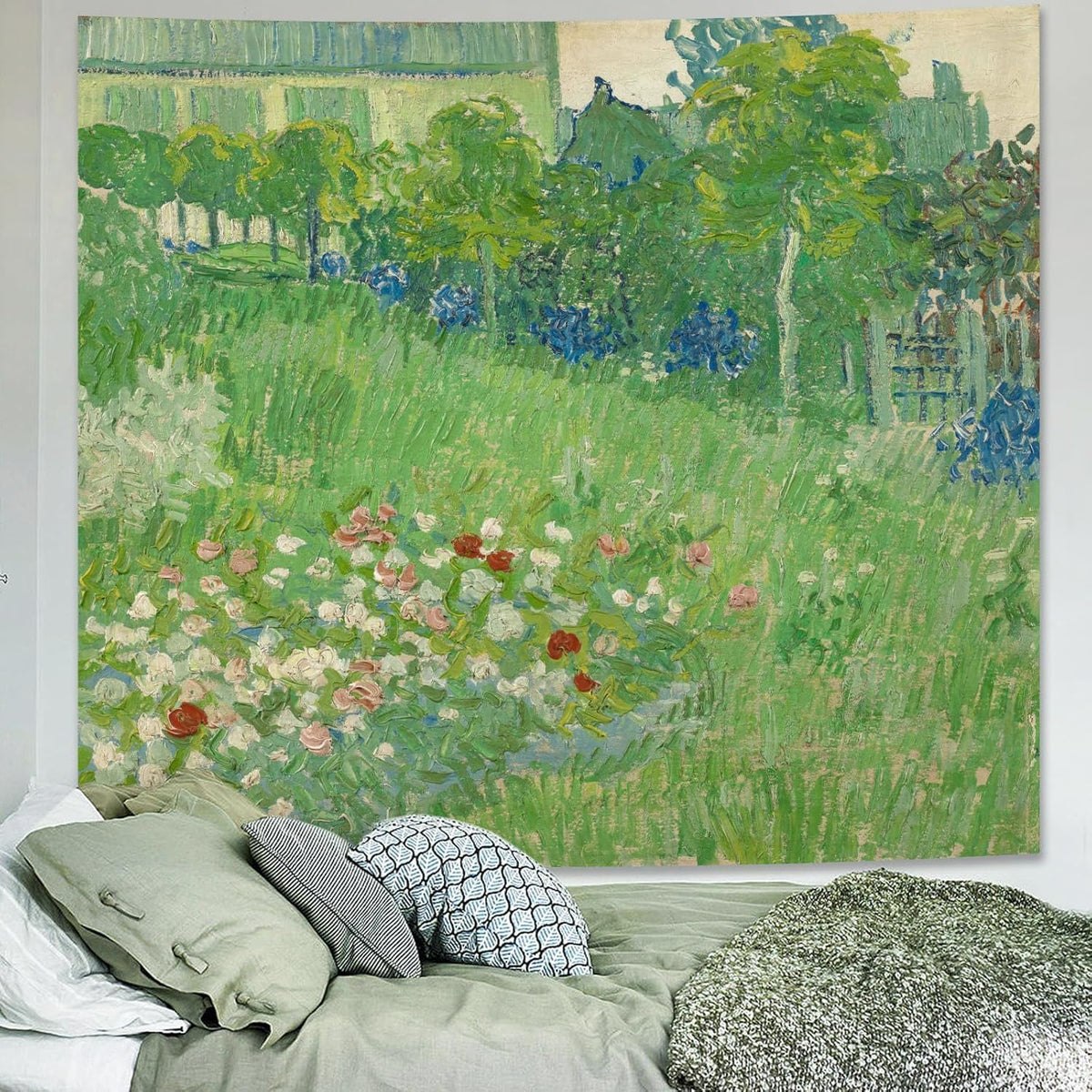Monet Waterlily Wall Tapestry, Cute Floral Art Tapestries for Girl Bedroom