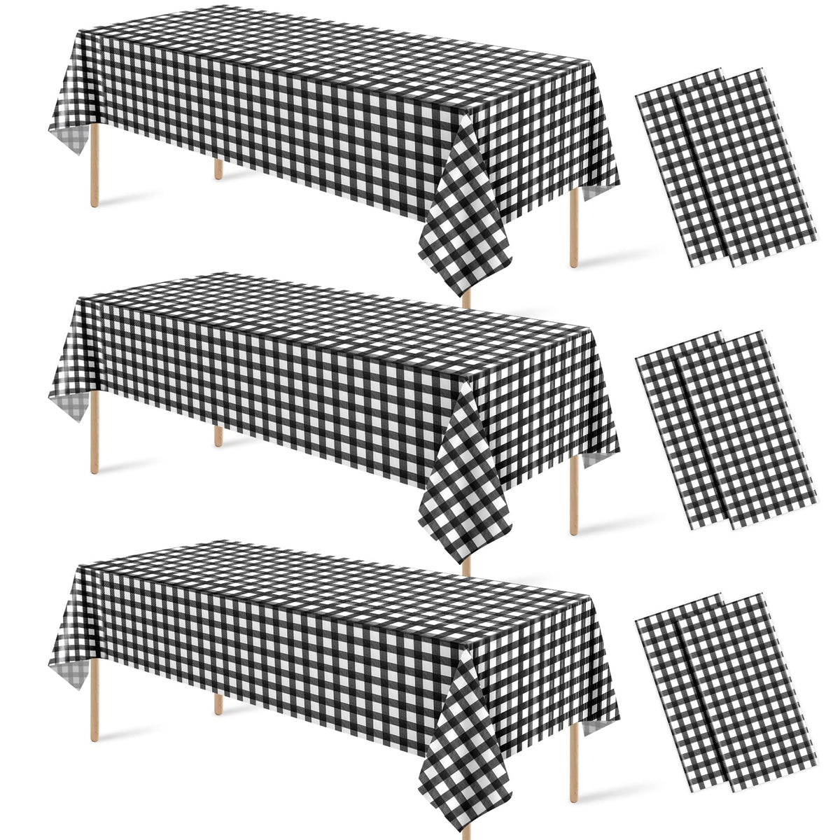 6 Pcs Sage Green Gingham Tablecloths, Checkered Table Covers 54 x 108 Inch