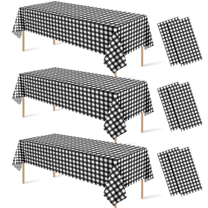 3 Pcs Sage Green Gingham Tablecloths, Checkered Table Covers 54 x 108 Inch