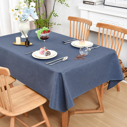 Wolkemer Oval Tablecloth 60 x 102 Inches Faux Linen Water Resistant