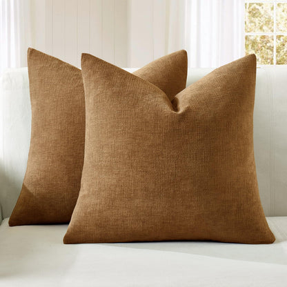 MIULEE Olive Green Chenille Couch Throw Pillow Covers, 18x18