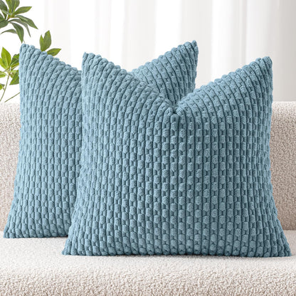 MIULEE Decorative Throw Pillow Covers 18x18 Sage Green Textured Corduroy