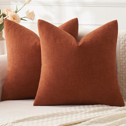 MIULEE Olive Green Chenille Couch Throw Pillow Covers, 18x18