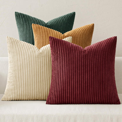MIULEE Soft Corduroy Decorative Throw Pillow Covers Forest Green 18x18