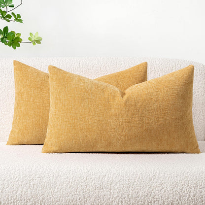 MIULEE Soft Chenille Fall Throw Pillow Covers Burnt Orange 18x18 Pack of 2