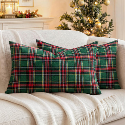 MIULEE Fall Plaid Pillow Covers Scottish Tartan 18x18 Terracotta Brown
