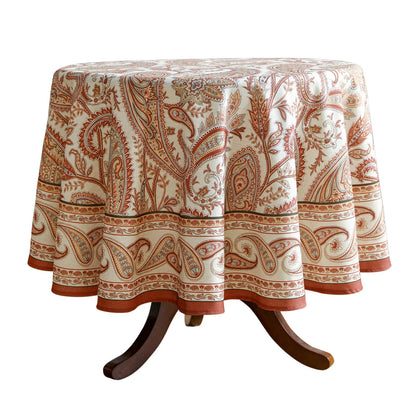 ISAENNE Designer French Linen Rectangular Tablecloth,118"x67"-Cornucopia