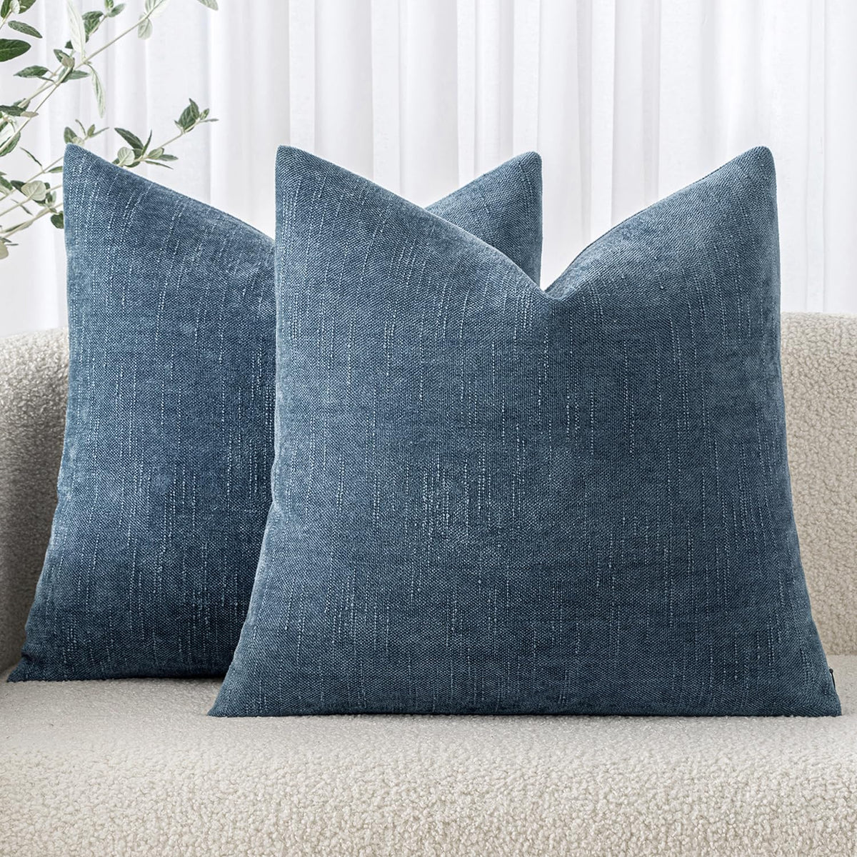 MIULEE Textured Chenille Throw Pillow Covers 20x20 Inch Taupe Grey