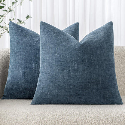 MIULEE Textured Chenille Throw Pillow Covers 20x20 Inch Taupe Grey
