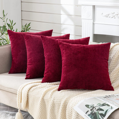 GAWAMAY Decorative Square Throw Pillow Covers 18"x18" Inch Set of 2, Super Soft Chenille Pillows Cover Fall Pillowcase for Living Room Bedroom Sofa Couch Cushion Cover Navy Blue 45x45cm (Only Covers)