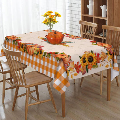 Hexagram Fall Tablecloth 60 x 84 Inches, Plaid Fall Table Cloth Rectangle