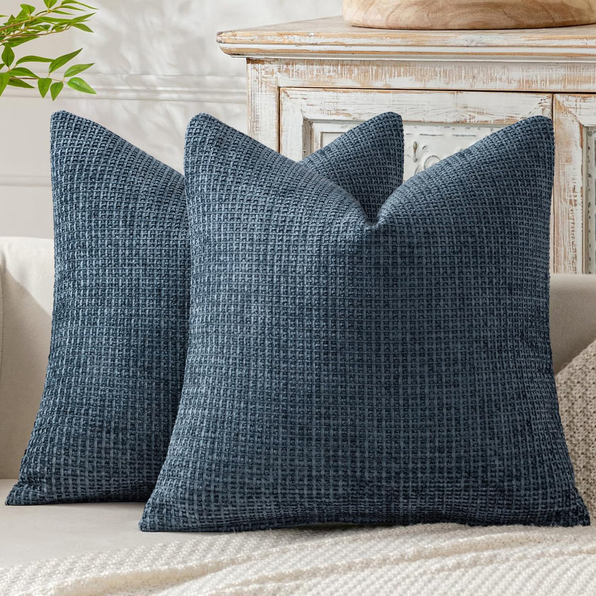 MIULEE Decorative Couch Throw Pillow Covers 18x18 Inch Neutral Beige 2 Pack
