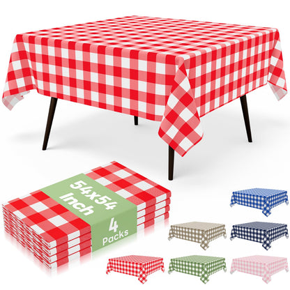 misaya 4 Packs 54 x 78 Inch Checkered Disposable Table Cloth
