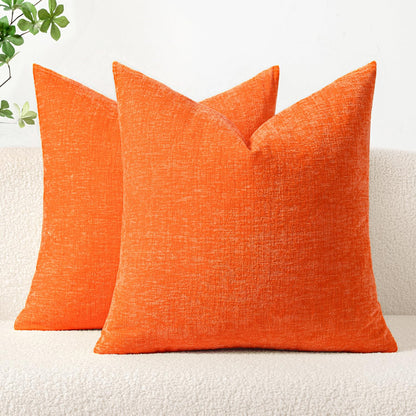 MIULEE Soft Chenille Fall Throw Pillow Covers Burnt Orange 18x18 Pack of 2