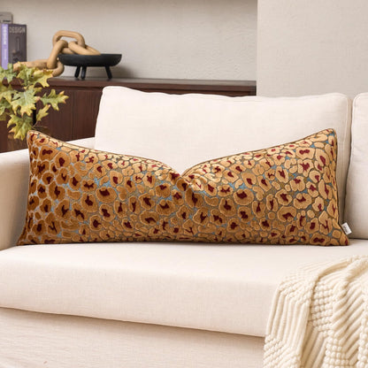 Alerfa Green Brown Floral Throw Pillow Cover 20 x 20 Inch Cut Velvet Sqaure Luxury Decorative Pillow Cover for Couch Living Room Bedroom