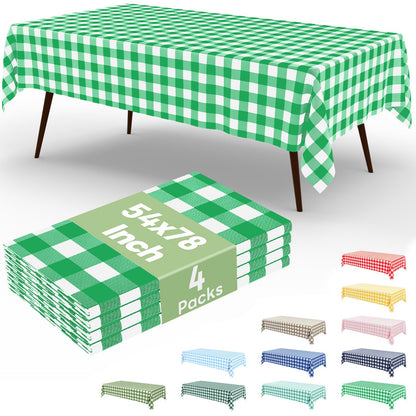 misaya 4 Packs 54 x 78 Inch Checkered Disposable Table Cloth