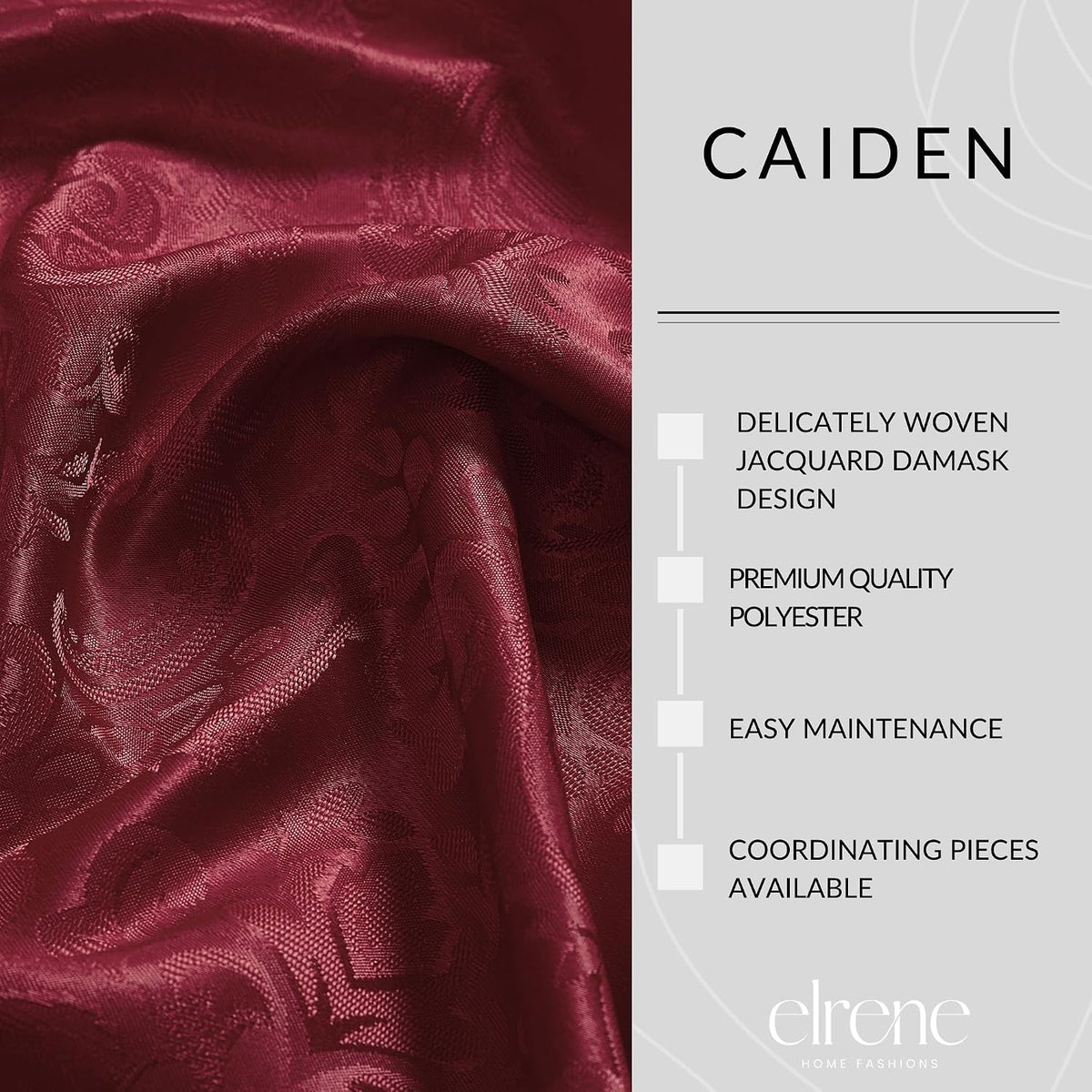 Caiden Elegance Damask Tablecloth, Cranberry - 60" W x 120" L