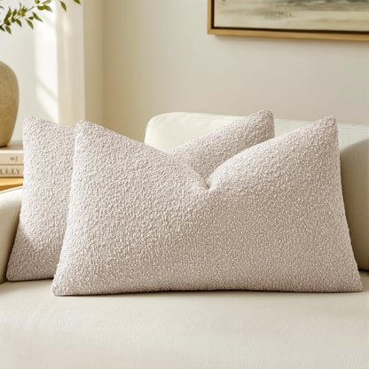 MIULEE 20x20 Decorative Boucle Couch Pillow Covers Brown