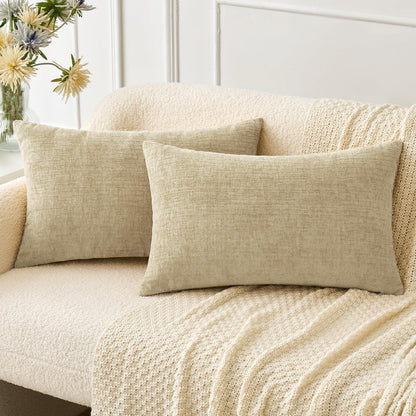 MIULEE Soft Chenille Fall Throw Pillow Covers Burnt Orange 18x18 Pack of 2