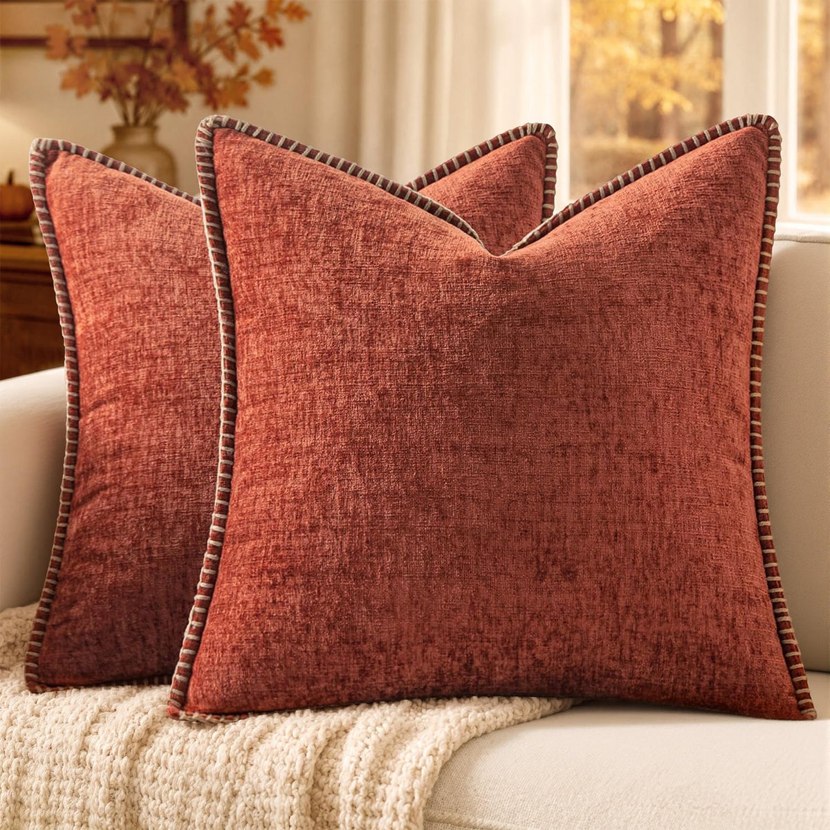 MIULEE Decorative Couch Throw Pillow Covers 18x18 Inch Sage Green 2 Pack