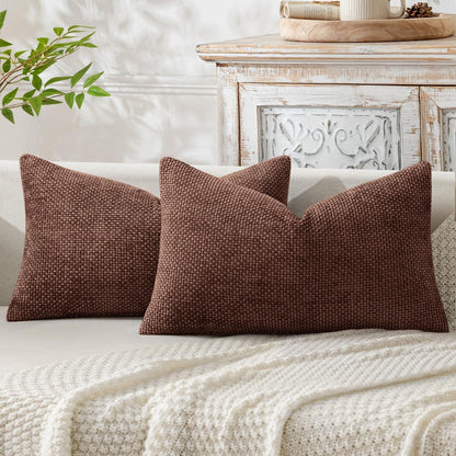 MIULEE Decorative Couch Throw Pillow Covers 18x18 Inch Neutral Beige 2 Pack