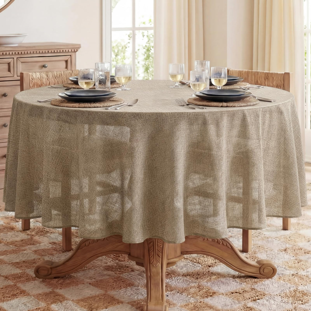NOVILYS Rust Fall Rectangle Tablecloth with Linen Textured, 60 x 84 Inch