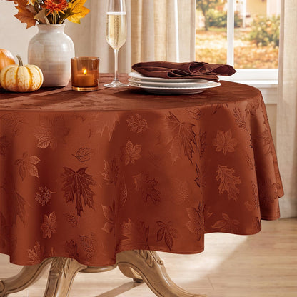 Softalker Fall Jacquard Rectangle Tablecloth, 60 x 84 Inch Burnt Orange